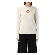 Witte Eyelet Wol Kasjmier Trui Moncler , White , Dames