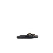 Zwarte leren slide sandalen Chloé , Black , Dames