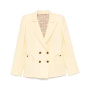 Boter Geel Double-Breasted Jas Blazé Milano , Beige , Dames