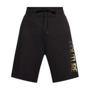 Shorts met bedrukt logo Versace Jeans Couture , Black , Heren