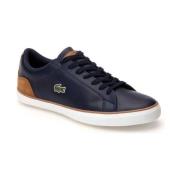 Blauwe Sneakers met PU Leren Bovenwerk Lacoste , Blue , Heren