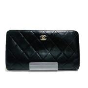 Pre-owned Leather wallets Chanel Vintage , Black , Dames