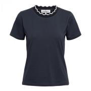 Navy T-shirt met fancy halslijn &Co Woman , Blue , Dames