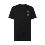 Zwarte T-shirt met logo-patch Philipp Plein , Black , Heren