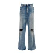 Indigo Blauw Stonewashed Ripped Jeans MM6 Maison Margiela , Blue , Her...