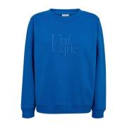 Unieke Tekst Print Sweater Freequent , Blue , Dames