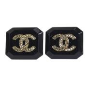 Pre-owned Leather earrings Chanel Vintage , Black , Dames