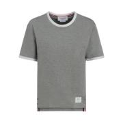 Contrast Ribgebreide Crew Neck T-Shirt Thom Browne , Gray , Dames