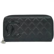 Pre-owned Leather wallets Chanel Vintage , Black , Dames