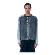 Rib Cardigan met Contrastpanelen Diesel , Blue , Heren