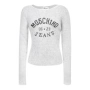 Intarsia Wollen Trui Moschino , White , Dames