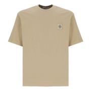 Beige Katoenen T-shirt met Logopatch Stone Island , Beige , Heren