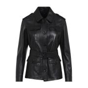 Zwarte leren jas Elegante Stijl Tom Ford , Black , Dames