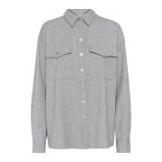 Oversized Shirt Blouse Grijs Melange Gestuz , Gray , Dames