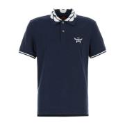 Stretch Piquet Polo Shirt in Navy Blue MCM , Blue , Heren