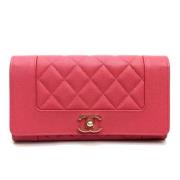 Pre-owned Leather wallets Chanel Vintage , Pink , Dames