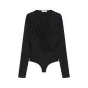 Chique en comfortabele gedrapeerde bodysuit Max Mara , Black , Dames