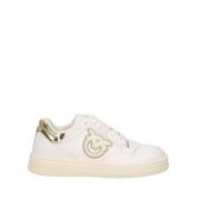 Leren Sneakers met Platinainzetstukken Pinko , White , Dames