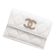 Pre-owned Leather wallets Chanel Vintage , White , Dames