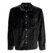 Fluwelen Knoopshirt Zwart Obey , Black , Heren