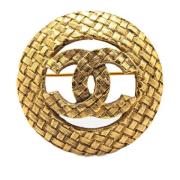 Pre-owned Metal brooches Chanel Vintage , Yellow , Dames