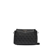 Elegante zwarte leren handtas met gouden details Guess , Black , Dames