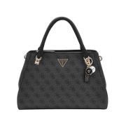 Elegante zwarte handtas met gouden details Guess , Gray , Dames