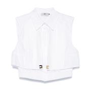 Witte Mouwloze Blouse Elastische Zoom Elisabetta Franchi , White , Dam...