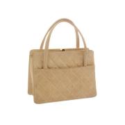 Pre-owned Suede handbags Chanel Vintage , Beige , Dames