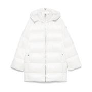 Oversized Nylon Jas met Afneembare Capuchon Moncler , White , Dames