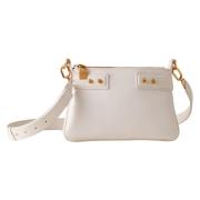 Witte Leren Crossbody Tas Borbonese , White , Dames