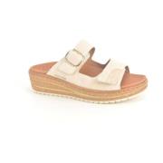 Beige Instap Sandalen met Velcro Straps Mephisto , Beige , Dames