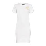 Jurk met bedrukt logo Versace Jeans Couture , White , Dames