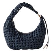 Unieke Nido-lijn Handtas met Leren Details Borbonese , Blue , Dames