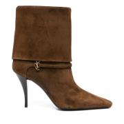 Bruine leren enkellaarsjes Cassandre stijl Saint Laurent , Brown , Dam...