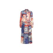 Bandana Patchwork Maxi Jurk Roberto Cavalli , Multicolor , Dames