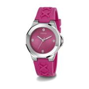 Corset Zwart Roze Zilver Horloge Guess , Pink , Dames