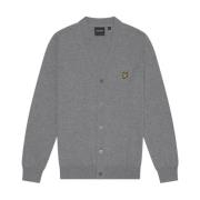 Merino V Neck Cardigan Gebreid Lyle & Scott , Gray , Heren