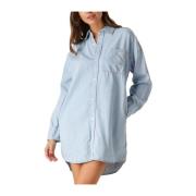 Tencel Loose Shirt Denim Jurk Calvin Klein , Blue , Dames