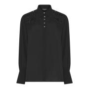 Elegant Zwarte Blouse met Borduurdetails Bruuns Bazaar , Black , Dames