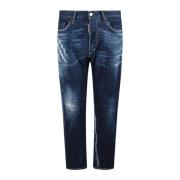 Slim Fit Katoen Denim Jeans Dsquared2 , Blue , Heren