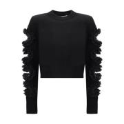 Kanten Cut-Out Cropped Sweater Self Portrait , Black , Dames