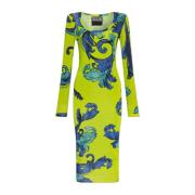 Jurk met Outline Barocco-print Versace Jeans Couture , Green , Dames