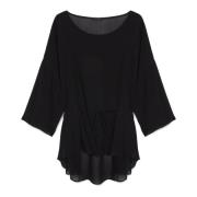 Wijde blouse met trekkoord in de taille Fiorella Rubino , Black , Dame...