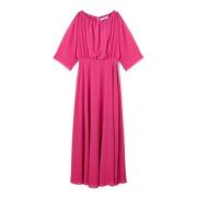 Elegante Gedrapeerde Crepe Jurk Motivi , Pink , Dames