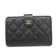 Pre-owned Leather wallets Chanel Vintage , Black , Dames