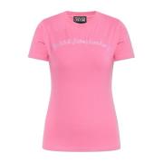 T-shirt met logo Versace Jeans Couture , Pink , Dames