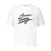 Handtekening Logo T-shirt in katoen Anine Bing , White , Dames