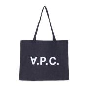 Logo Tote Bag in Japans denim A.p.c. , Blue , Dames