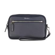 Leren Pochette met Afneembare Polsband Santoni , Blue , Heren